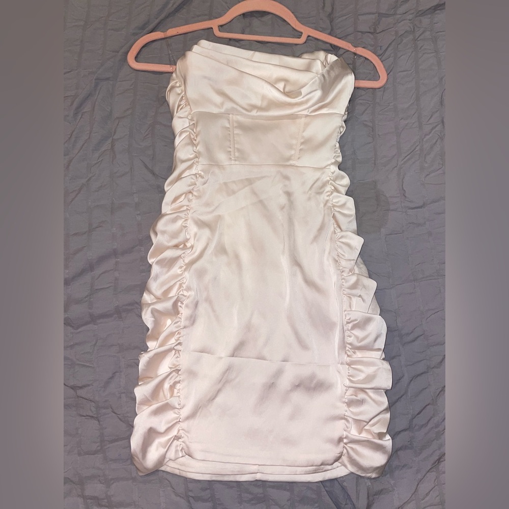Strapless Satin Mini Dress in Blush